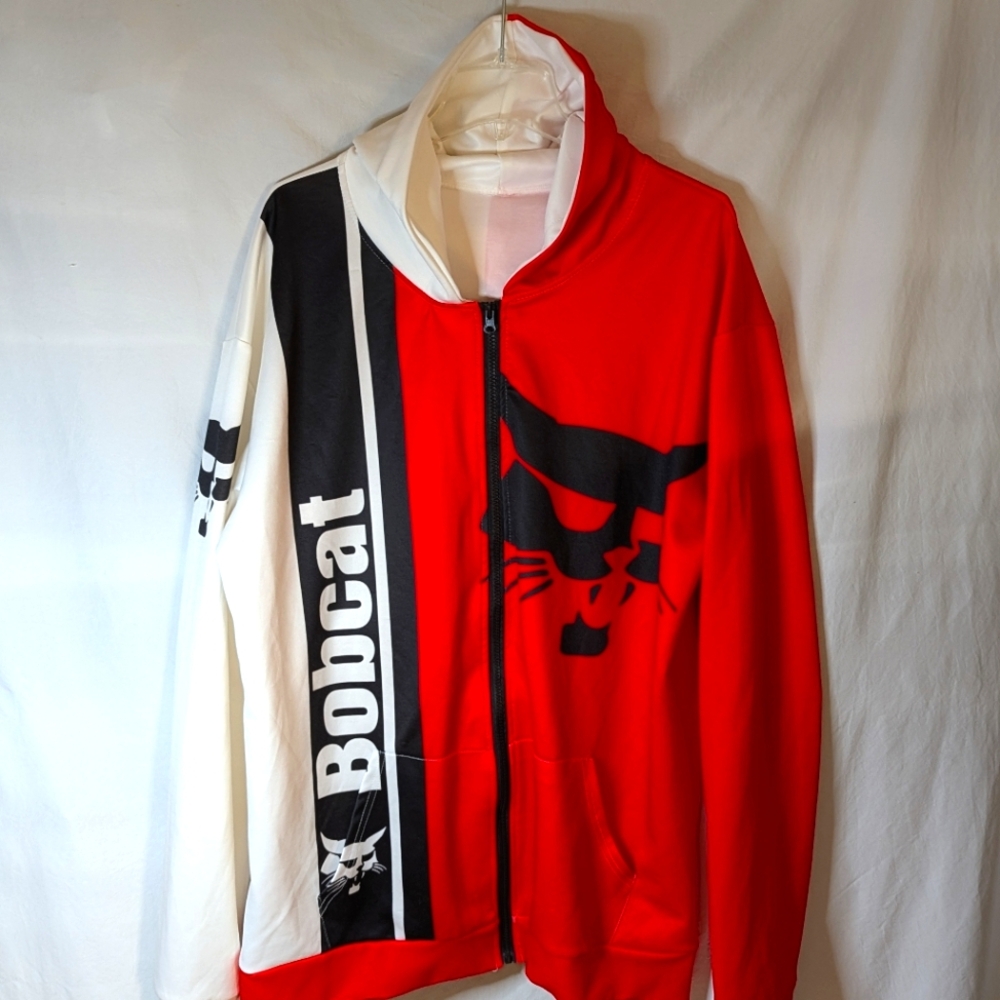 Bobcat zip up hoodie kangaroo pockets sz 3xl white red black